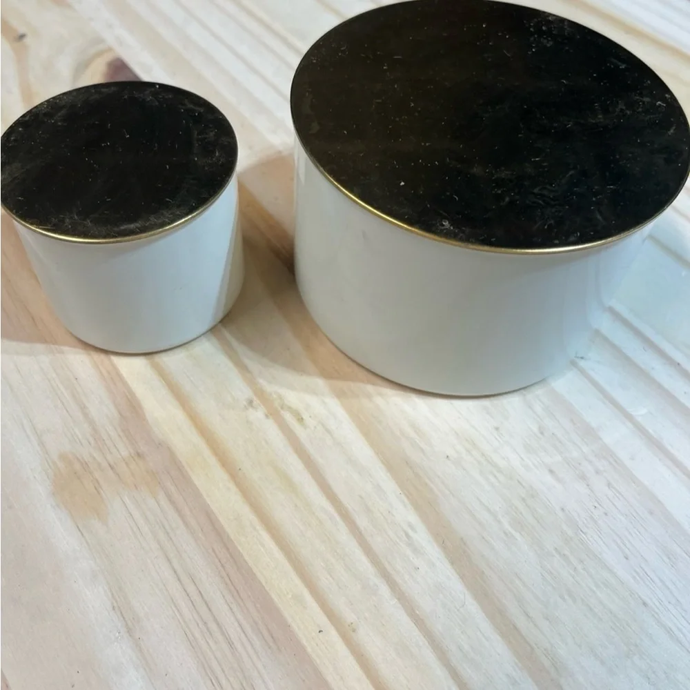 Ikea GLITTRIG Creme and Gold Round Metal Containers